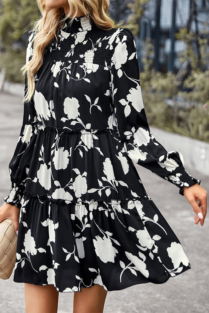 Black and white floral dress on sale