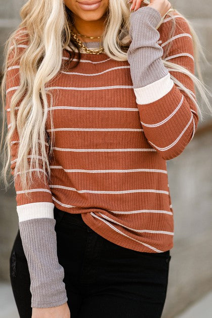 Orange Striped Long Sleeve