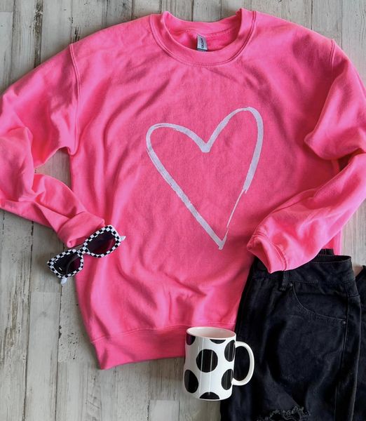 Neon Pink Heart Sweatshirt