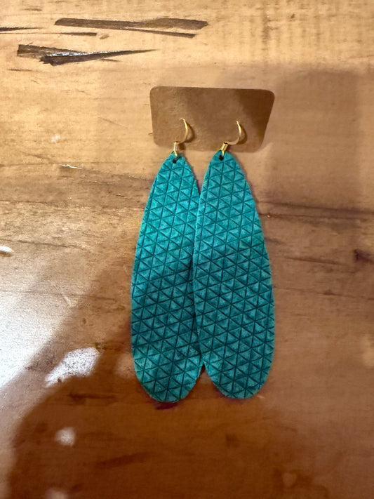 Emerald Green Leather Earrings