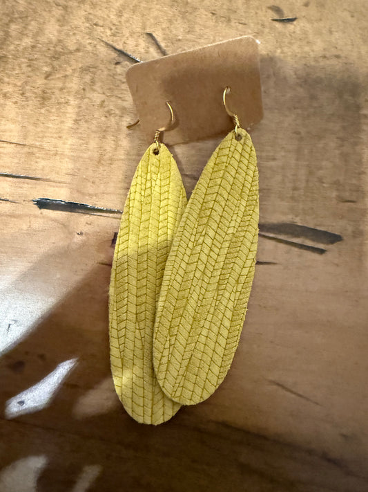 Yellow Leather Earrings