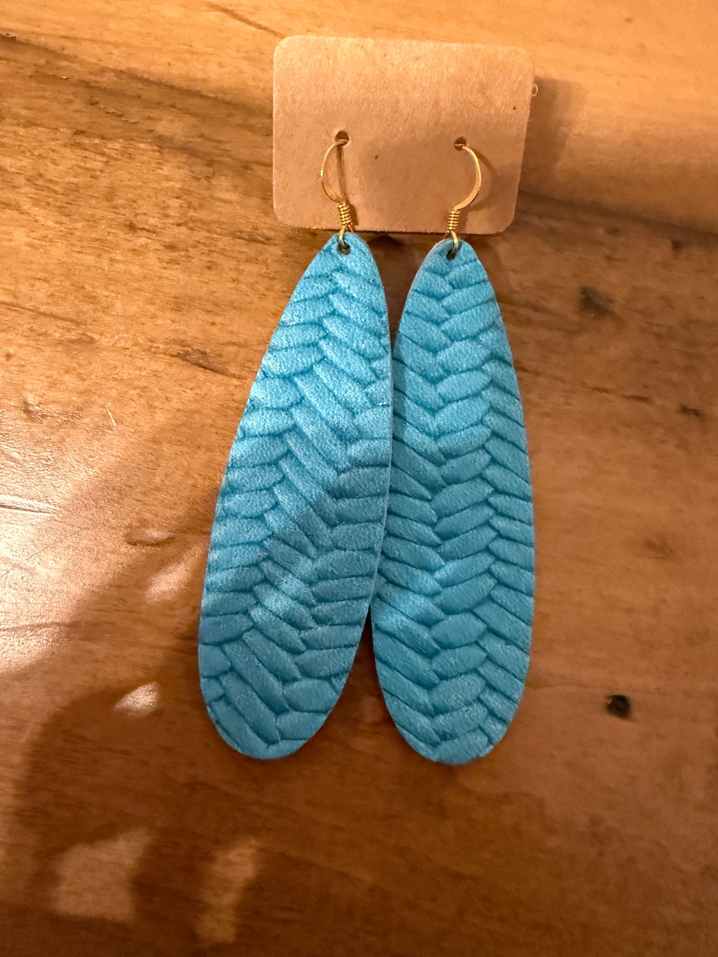 Turquoise Leather Earrings