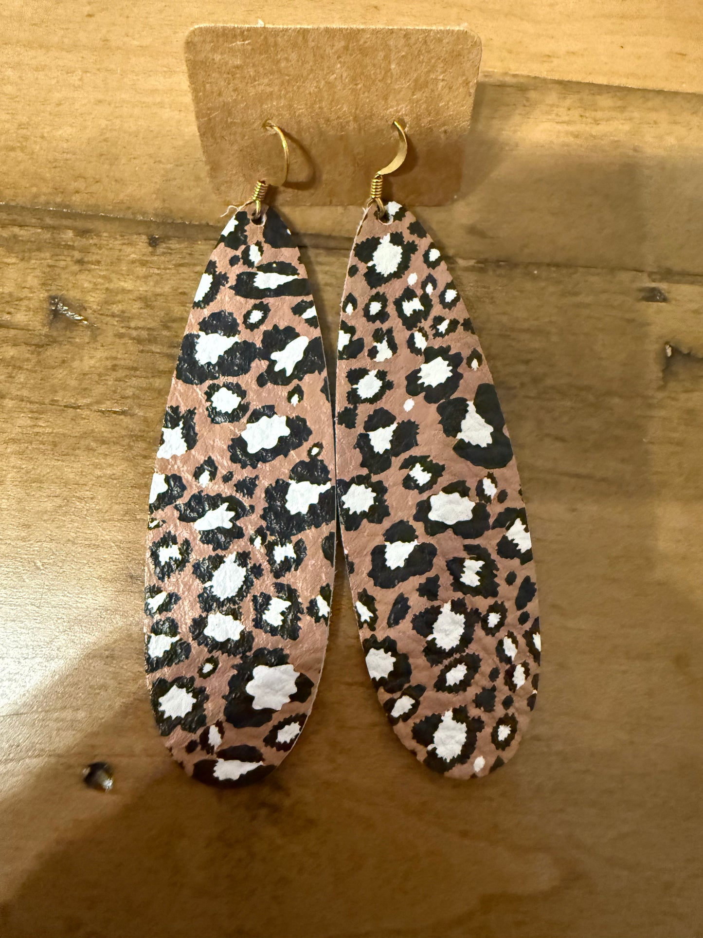 Brown Leopard Leather Earrings