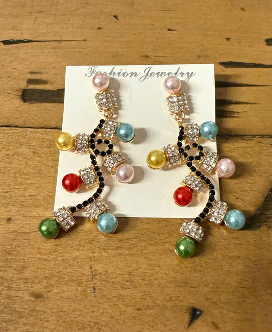 Christmas Lights Rhinestone Earrings