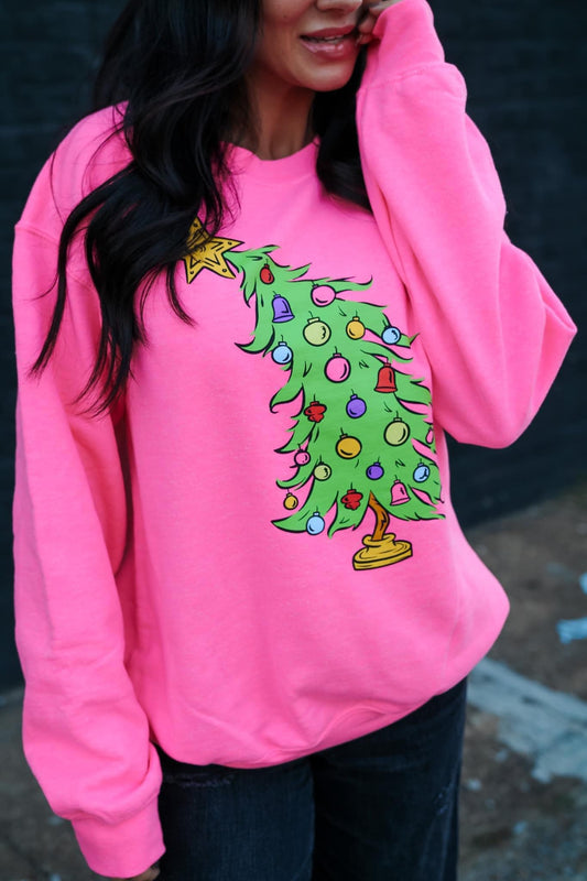 Neon Pink Grinch Tree Sweatshirt