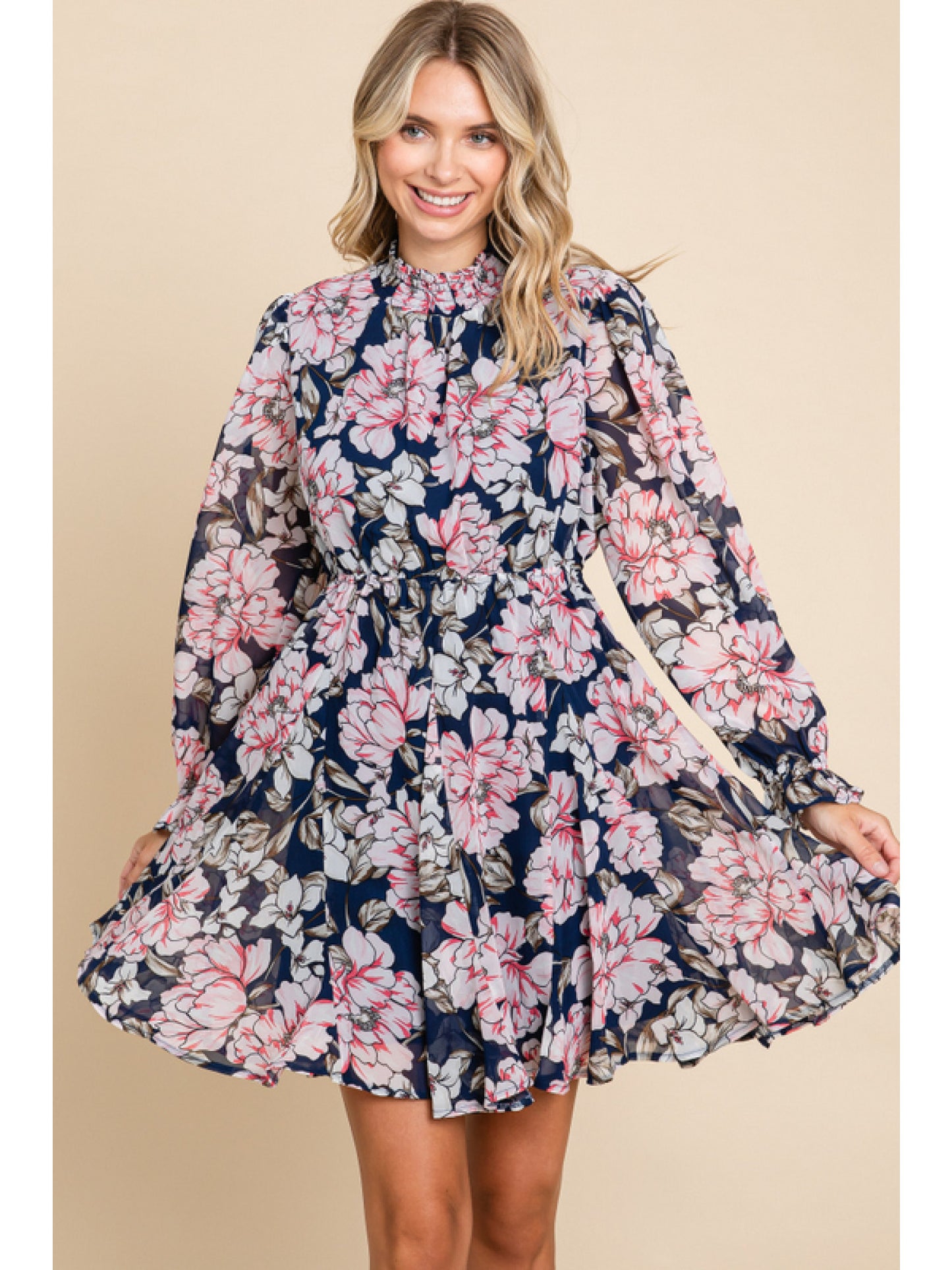 Navy Floral Dress