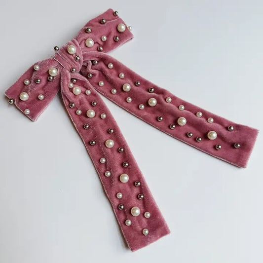 Pink Bow with Pearls