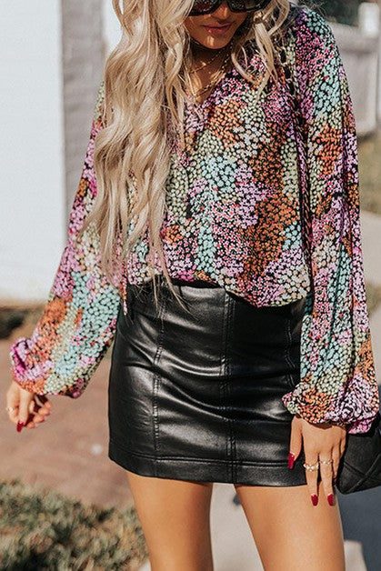 Black Floral Long Sleeve